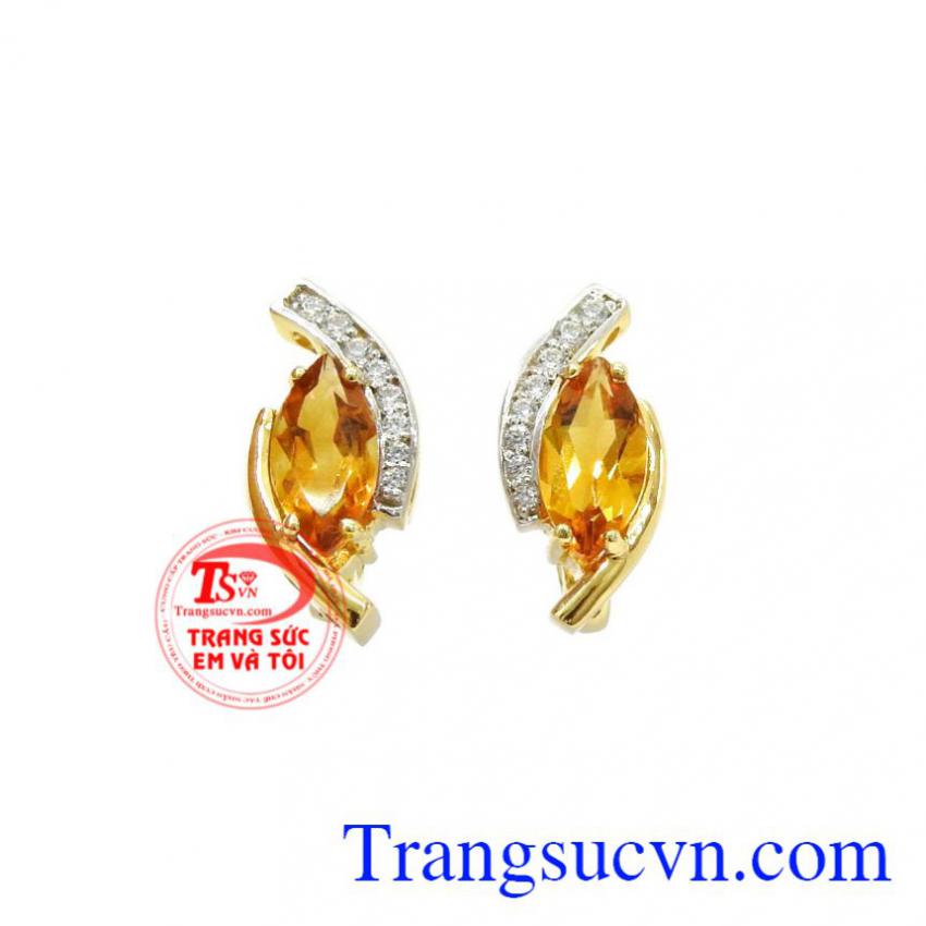 Hoa tai nữ thạch anh vàng đẹp 