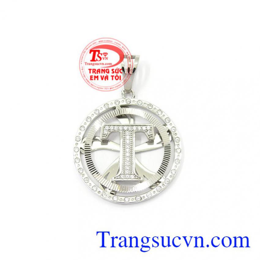 Mặt dây nam chữ T vàng trắng