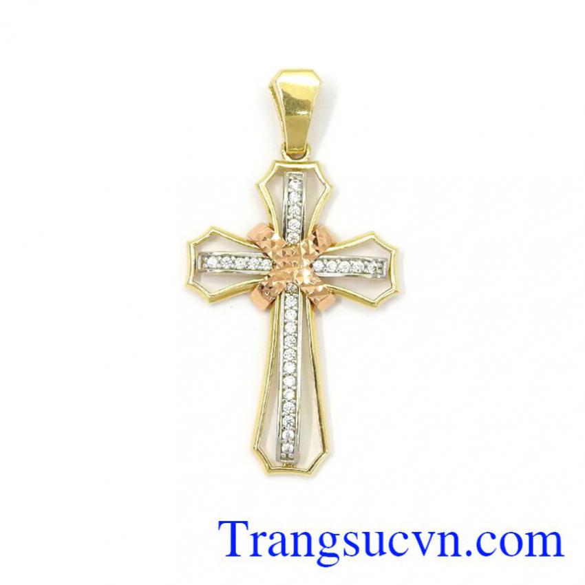 Mặt thánh giá vàng bình an 18k