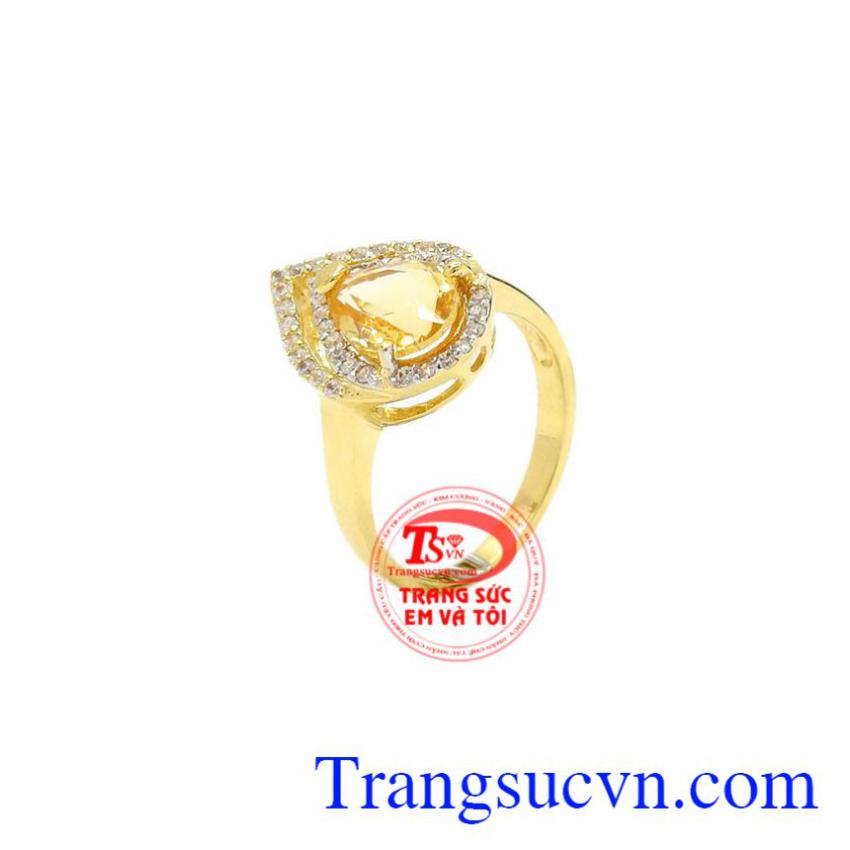 Nhẫn nữ đá thạch anh vàng đẹp