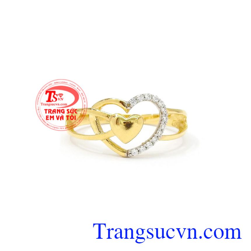 Nhẫn nữ vàng trái tim đẹp phù hợp cho những cô nàng thích sự tinh tế, đơn giản.