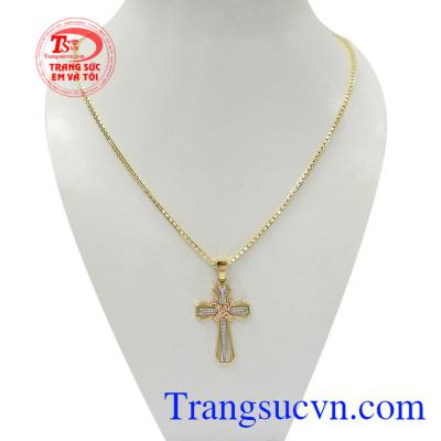Bộ dây chuyền thánh giá bình an kết hợp độc đáo, sáng tạo giữa dây chuyền Italy và mặt dây chế tác 3D bền đẹp, chất lượng