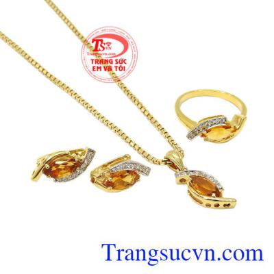 Bộ trang sức Citrine ấn tượng uy tín, chất lượng.