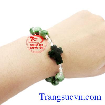 Ngọc cẩm thạch thiên nhiên phù hợp với nhiều lứa tuổi. Chuỗi tay mân côi cẩm thạch đẹp