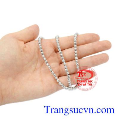 Dây chuyền bi vàng trắng 10k đẹp.