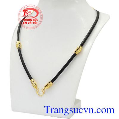 Dây chuyền nam da bọc rồng vàng 10k quyền lực, mạnh mẽ.
