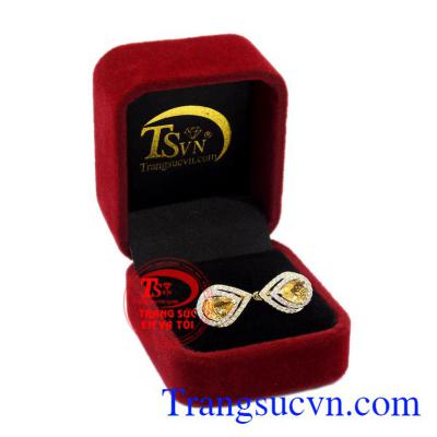 Hoa tai nữ thạch anh vàng