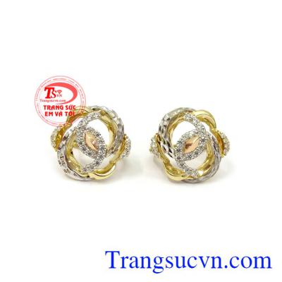 Hoa tai nữ vàng xinh xắn 18k bền đẹp, chất lượng, chế tác theo công nghệ 3D tiên tiến nhất của Hàn Quốc