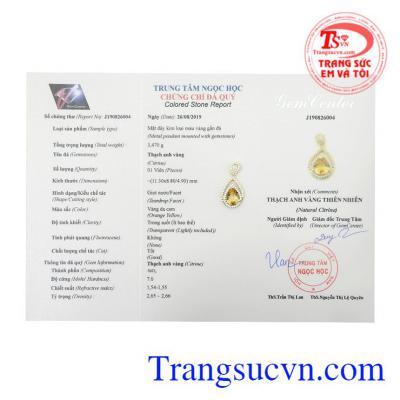 Mặt dây nữ Citrine thiên nhiên