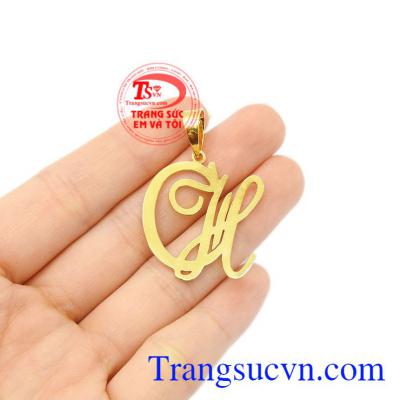 Mặt dây vàng chữ CH vàng 18k bảo hành uy tín.