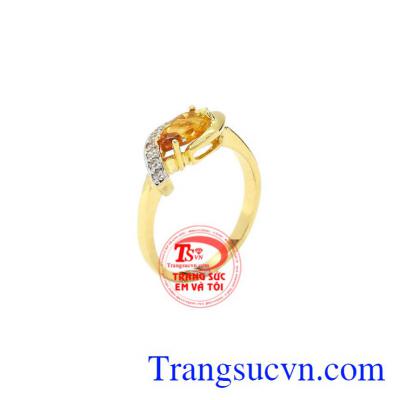 Nhẫn nữ thạch anh vàng thiên nhiên được chế tác từ đá thạch anh vàng mang nguồn năng lượng lớn trong phong thủy,