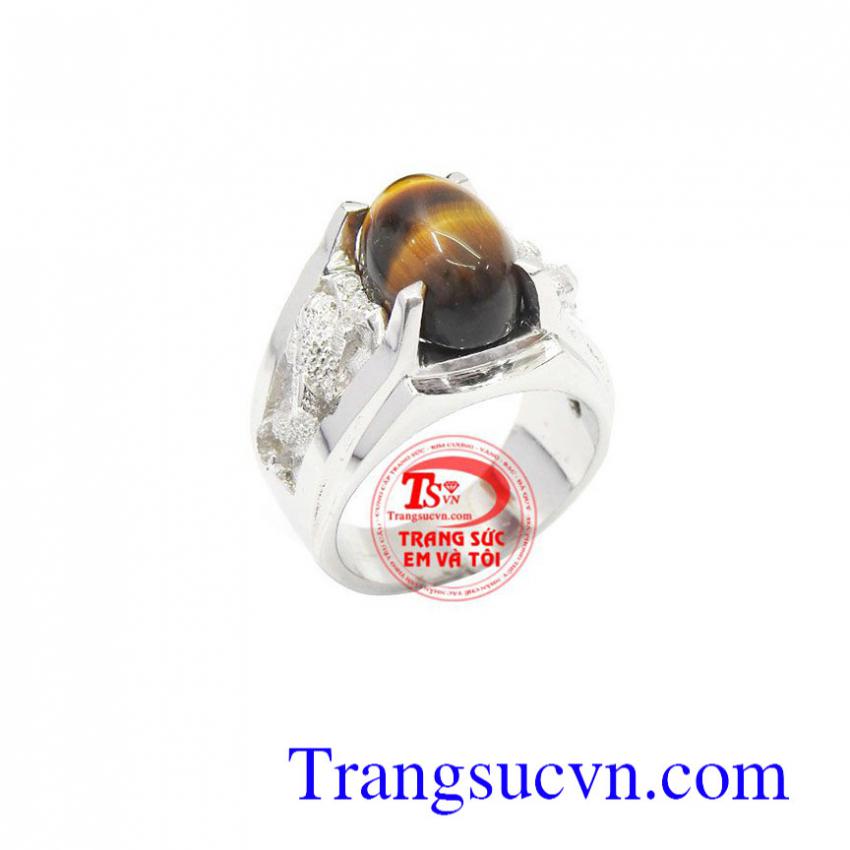 Nhẫn bạc nam đá mắt hổ