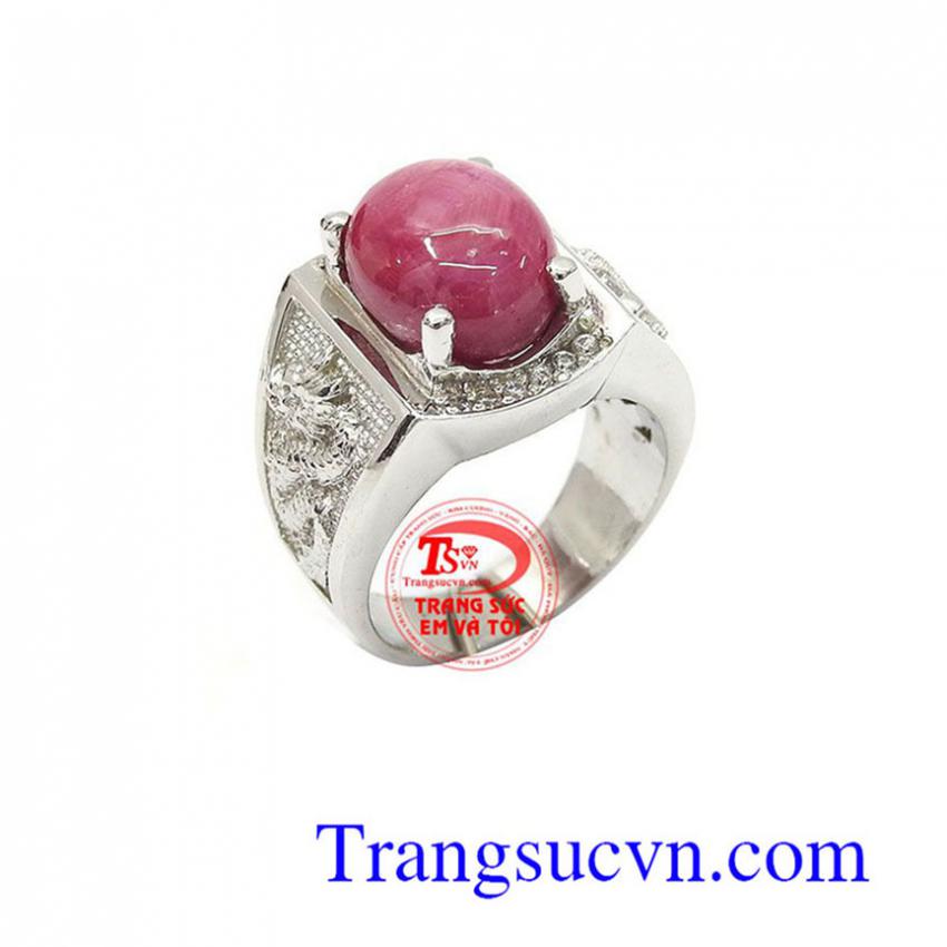 Nhẫn bạc nam ruby rồng