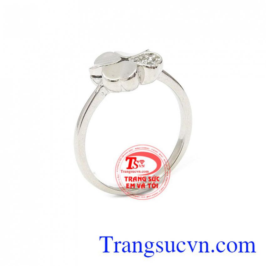 Nhẫn nữ cỏ 4 lá vàng trắng
