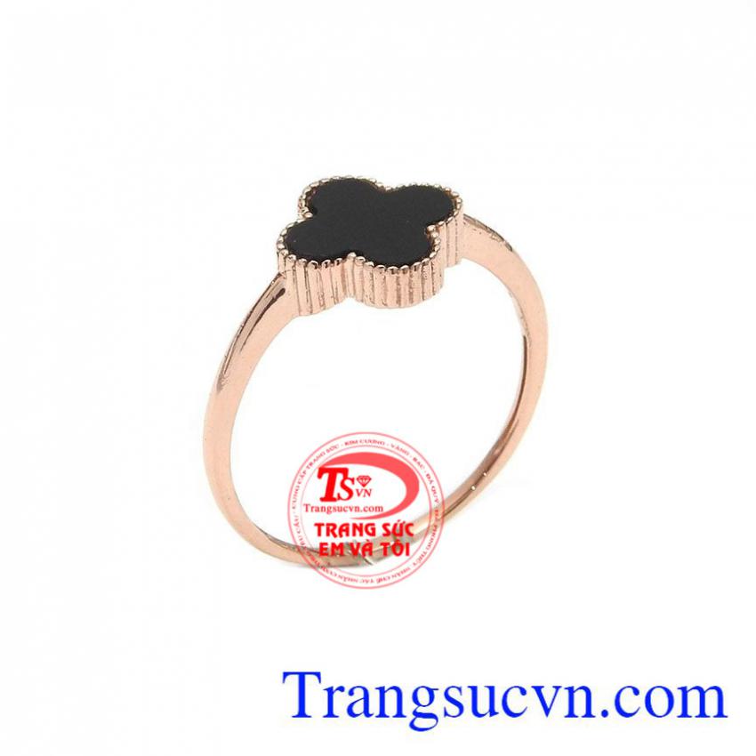 Nhẫn nữ vàng hồng cỏ 4 lá