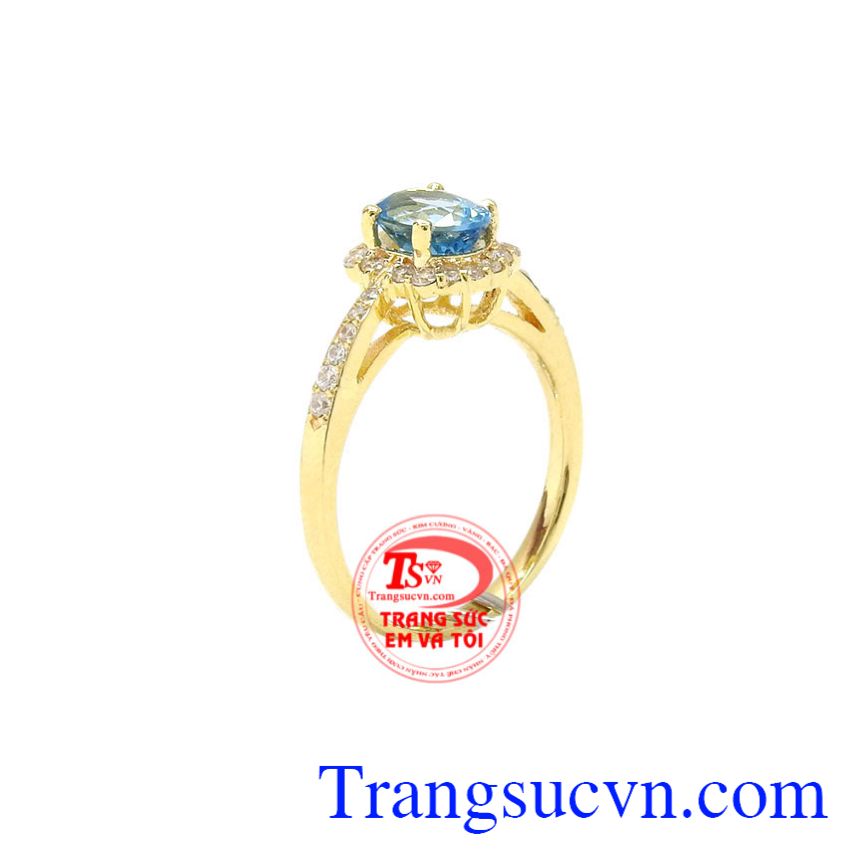 Nhẫn nữ vàng Topaz đẹp được đính đá Topaz màu sắc đẹp, bắt mắt, kiểu dáng thời trang, sang trọng.