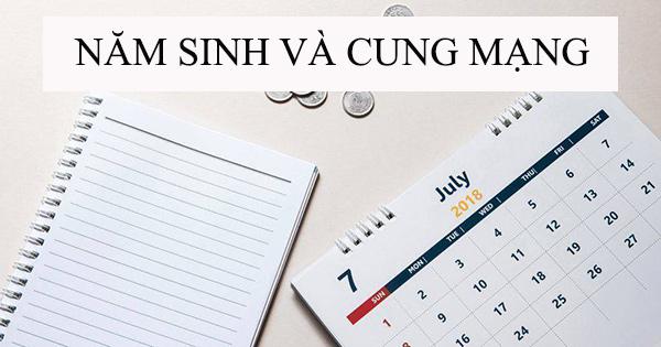 NĂM SINH VÀ CUNG MẠNG