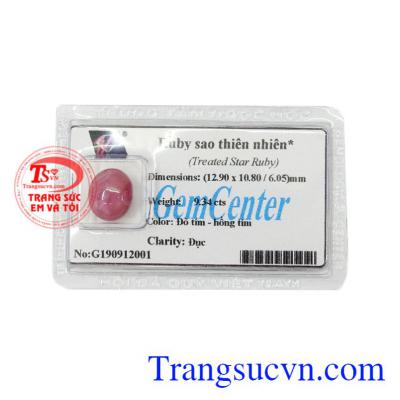Đá Ruby sao ép vỉ thiên nhiên chất lượng, có giấy kiểm định đá quý uy tín.