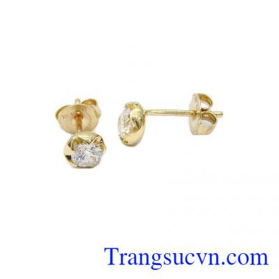 Hoa tai vàng tây dành cho nữ kiểu tinh tế, đeo hoa tai hợp thời trang