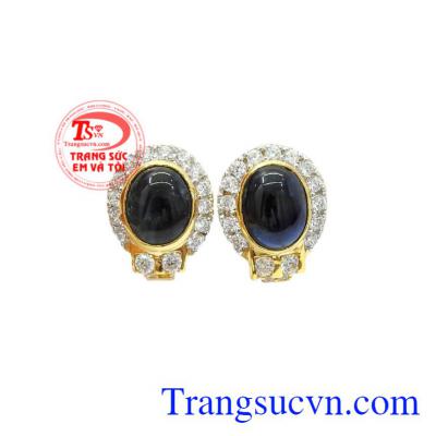 Hoa tai nữ vàng Sapphire 14k