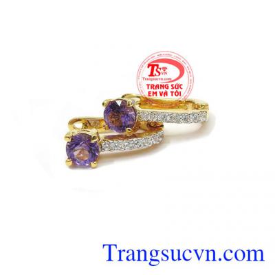 Hoa tai thạch anh tím quý phái với với người mệnh thổ và mệnh hỏa