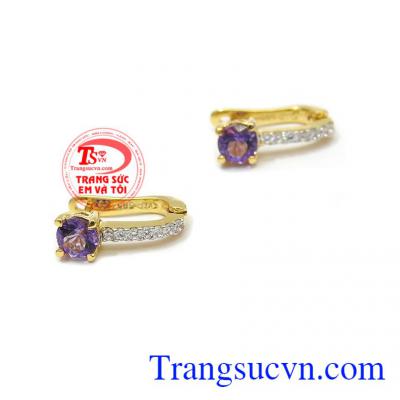 Hoa tai thạch anh tím quý phái 14k, chất lượng uy tín, giao hàng nhanh trên toàn quốc