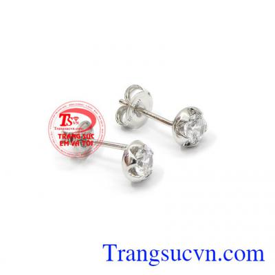 Hoa tai vàng trắng cá tính với kiểu dáng thời trang, sang trọng