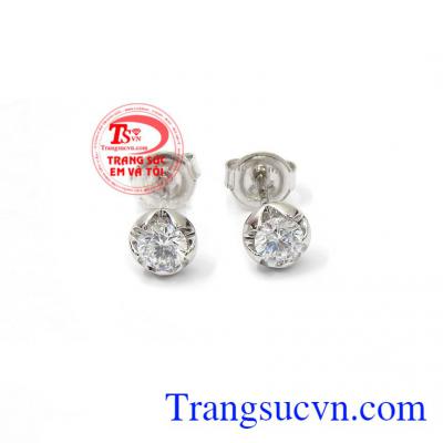 Hoa tai vàng trắng cá tính được chế tác từ vàng 10k, sản xuất tại Hàn Quốc