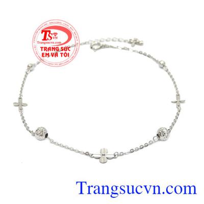 Lắc chân nữ vàng trắng may mắn được nhập khẩu từ Hàn Quốc.