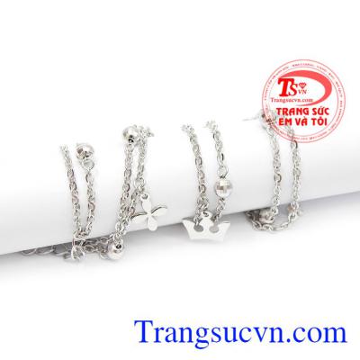 Sản phẩm chế tác vàng 10k sáng bóng, bền đẹp. Lắc chân vàng trắng duyên dáng