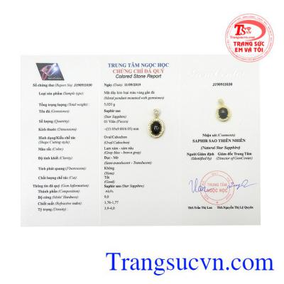 Đá saphir sao thiên nhiên hợp phong thủy. Mặt dây saphir sao quý phái