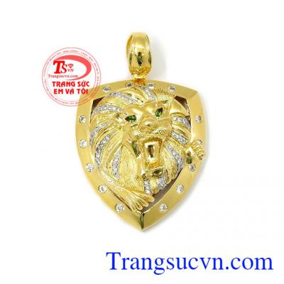 Mặt dây sư tử dũng mãnh được chế tác từ vàng tây 18k chất lượng,Mặt dây sư tử dũng mãnh