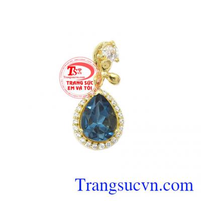Mặt dây topaz thiên nhiên được chế tác cùng vàng tây 14k bền đẹp,Mặt dây topaz thiên nhiên