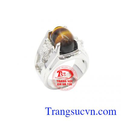 Nhẫn bạc nam đá mắt hổ là sản phẩm nhẫn nam đẹp được thiết kế hợp thời trang