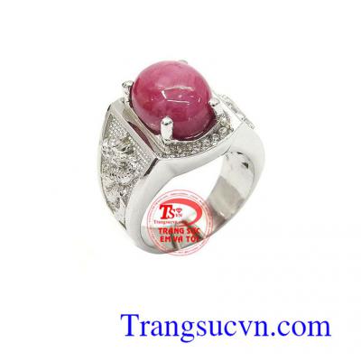 Nhẫn bạc nam ruby rồng