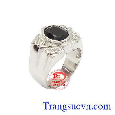 Nhẫn bạc nam Sapphire quyền lực