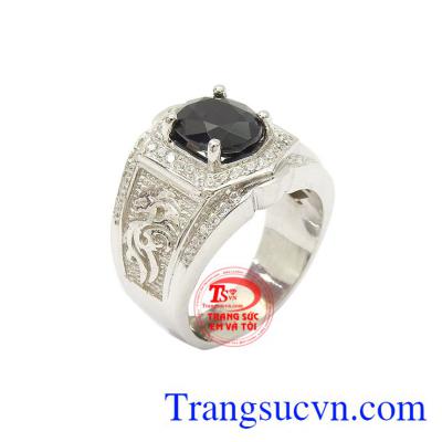 Nhẫn bạc nam Sapphire thời thượng