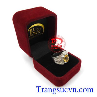 Nhẫn bạc thạch anh vàng mạnh mẽ bền đẹp, chất lượng, giao hàng nhanh trên toàn quốc