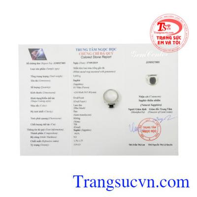 Nhẫn nam bạc Sapphire đẹp