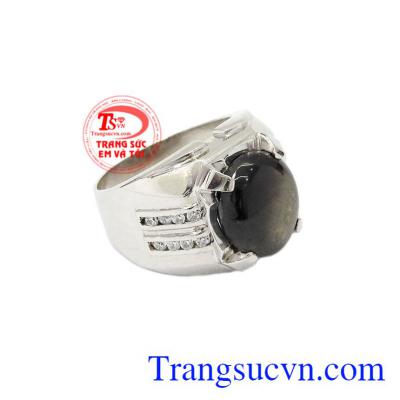 Nhẫn nam bạc Sapphire sao có giấy kiểm định đá quý uy tín.