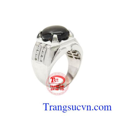 Nhẫn nam bạc Sapphire sao thiết kế tinh tế, đẳng cấp.