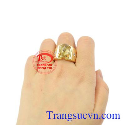 Nhẫn nam thạch anh tóc lịch lãm đẹp.