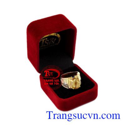 Nhẫn nam thạch anh tóc lịch lãm