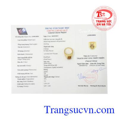 Nhẫn nam vàng Citrine chất lượng