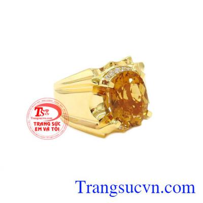 Nhẫn nam vàng Citrine đẹp thiên nhiên.