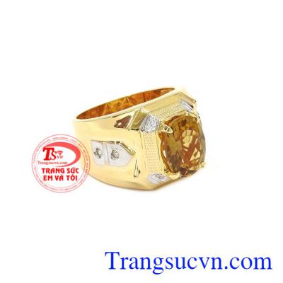 Nhẫn nam vàng Citrine độc đáo cá tính giao hàng trên toàn quốc.