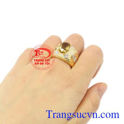 Nhẫn nam vàng Citrine độc đáo