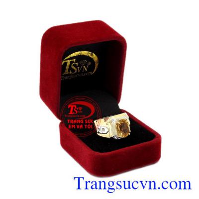 Nhẫn nam vàng Citrine độc đáo