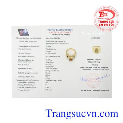 Nhẫn nam vàng Citrine độc đáo