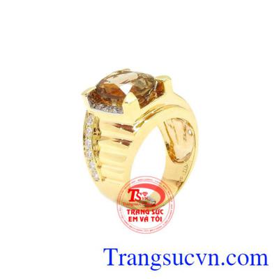 Nhẫn nam vàng Citrine sang trọng